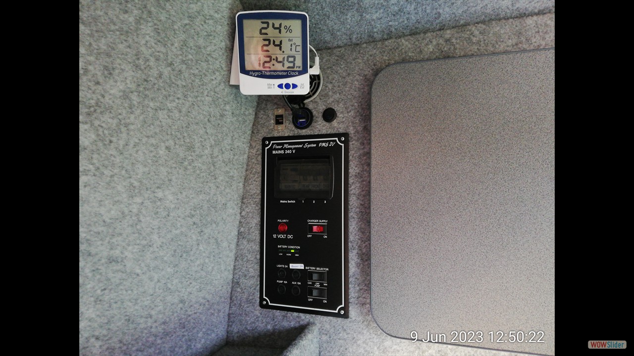 PMS Unit 230v & 12v distribution + leisure battery charging unit.